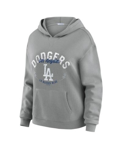 WEAR by Erin Andrews Women's 2-Piece Gray Los Angeles Dodgers Waffle-Knit Long-Sleeve Hoodie and Lounge Pant Set