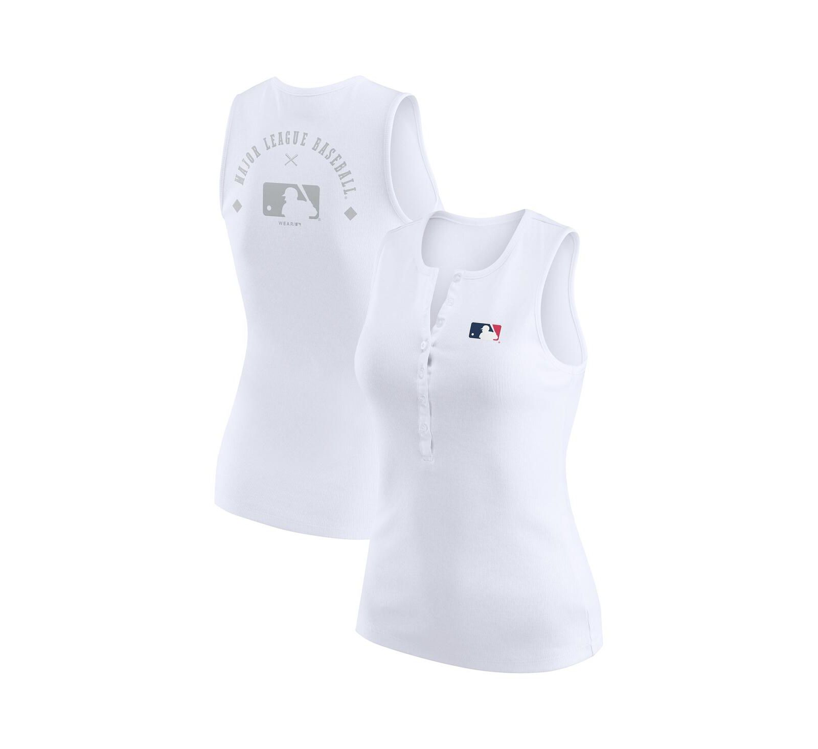 Женский топ WEAR by Erin Andrews White MLB Rib-Knit Henley Tank