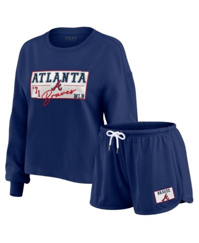 Женский комплект WEAR by Erin Andrews Atlanta Braves: укороченное худи с длинным рукавом и шорты