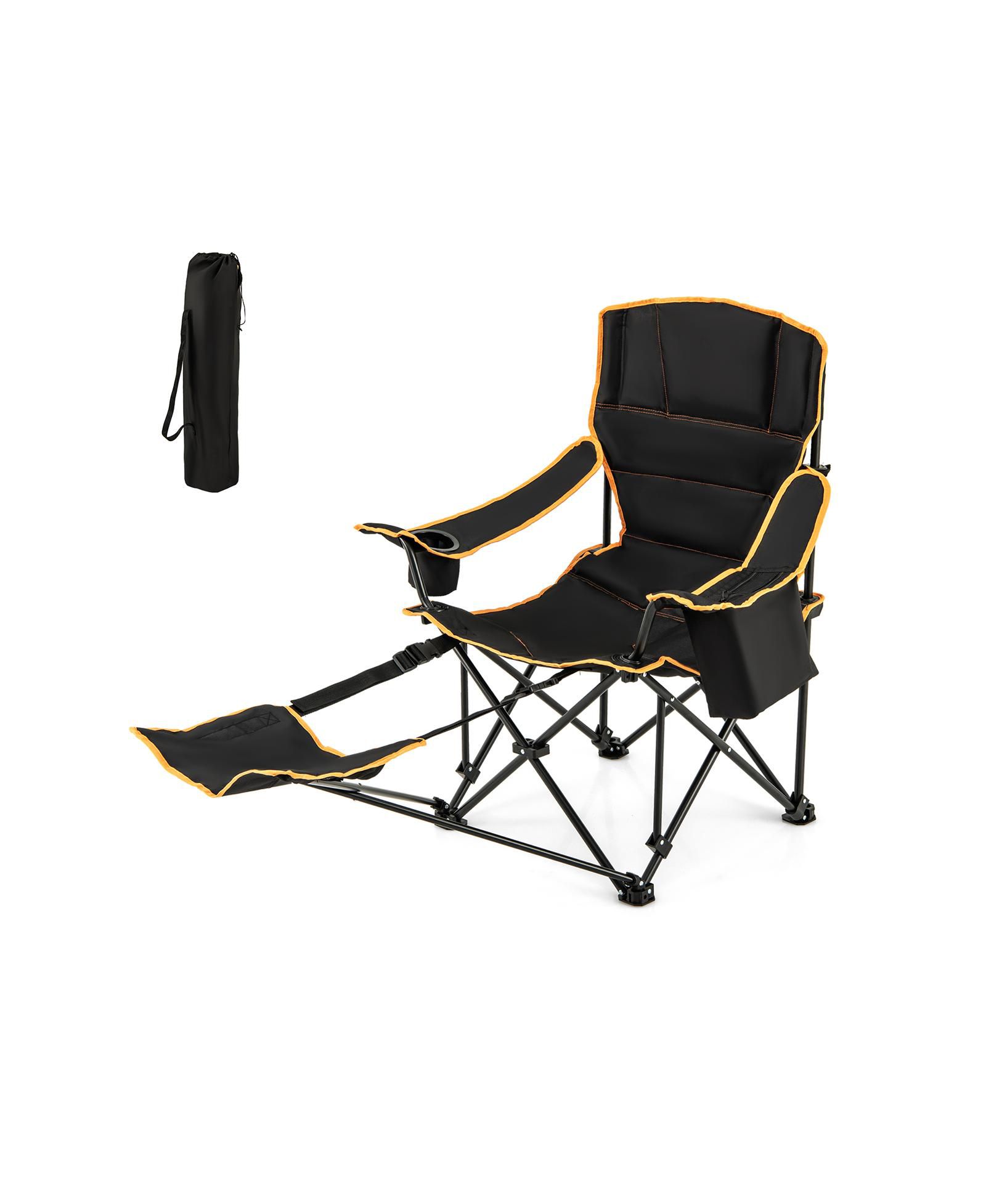 SKONYON Folding Camping Chair With Footrest Camping Lounge Chair With Carry Bag.