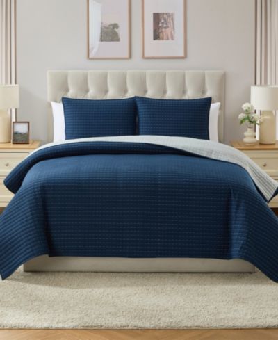 VCNY Home Embroidered Pick Stitch Microfiber 3-Pc. Quilt Set, King