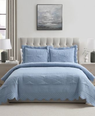 VCNY Home Scallop Microfiber 3-Pc. Quilt Set, Full/Queen