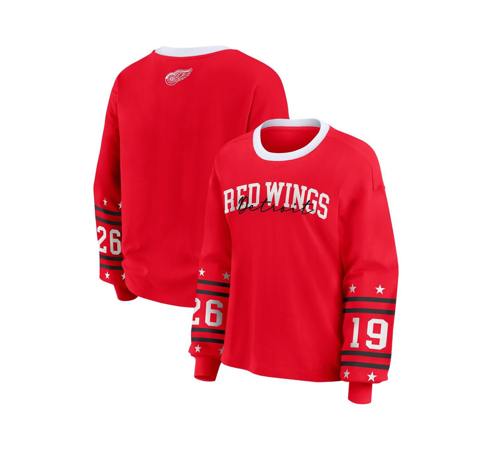 Футболка WEAR by Erin Andrews Women's Red Detroit Red Wings Long-Sleeve Sport
