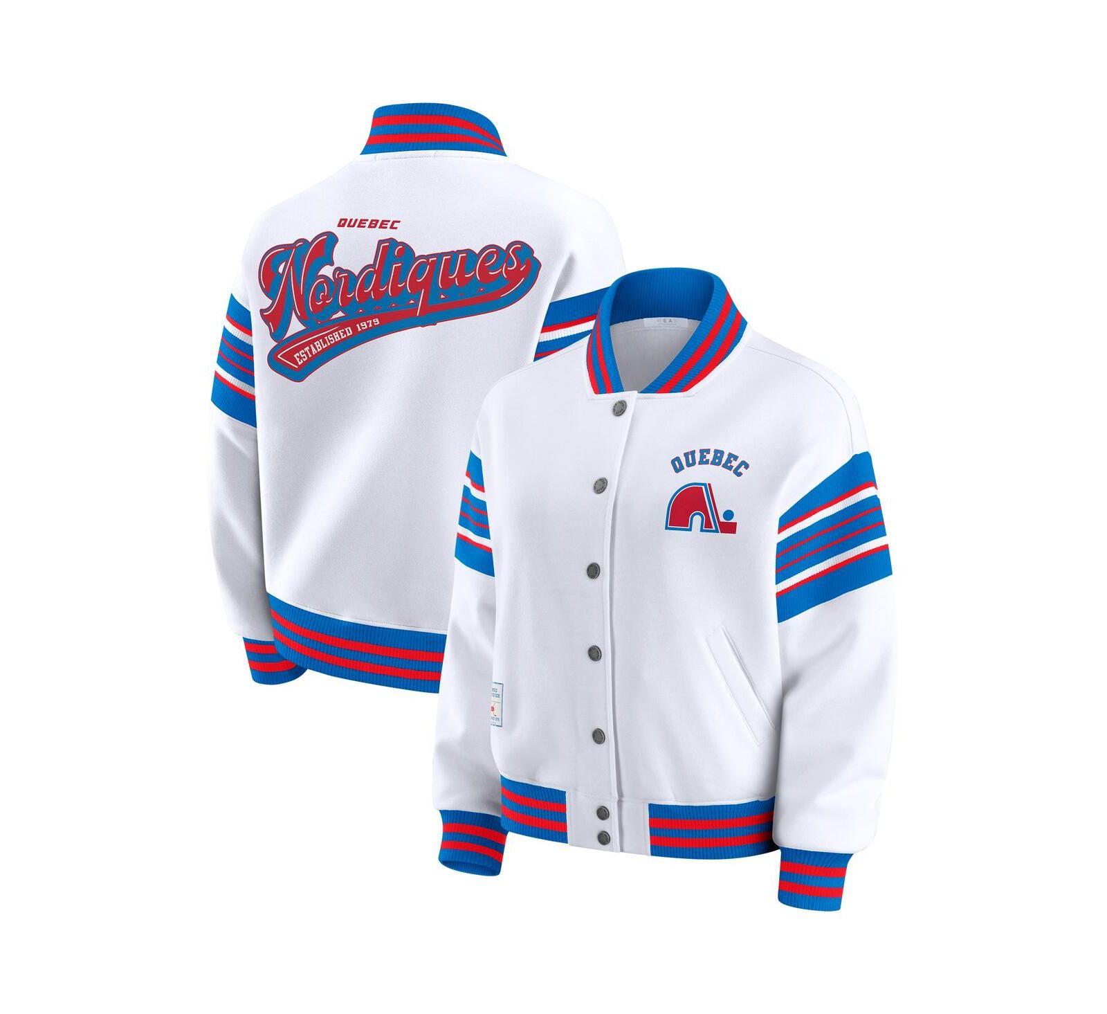 Женский флисовый свитшот-куртка WEAR by Erin Andrews White/Blue Quebec Nordiques Full-Snap
