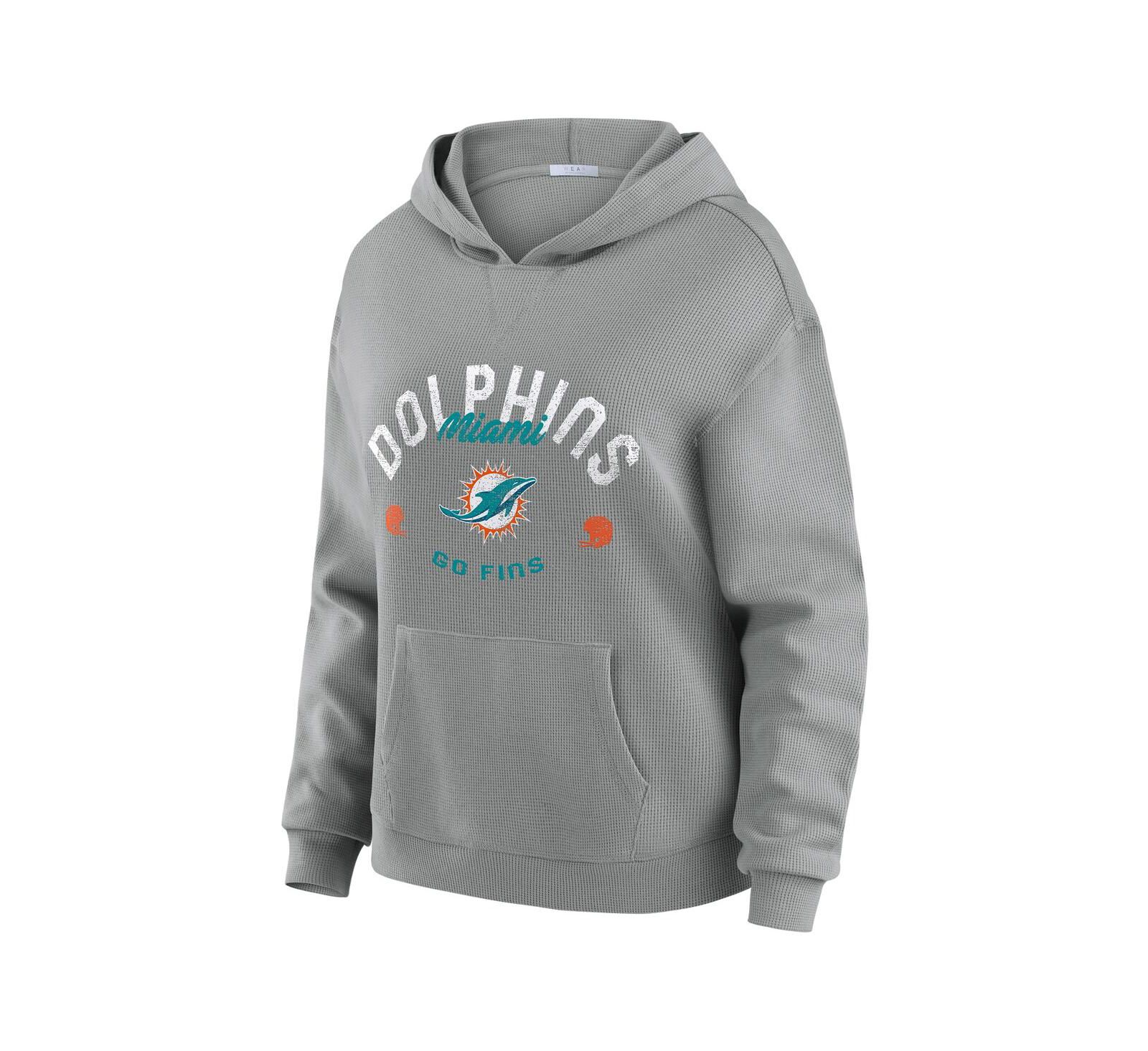 WEAR by Erin Andrews Women's 2-Piece Gray Miami Dolphins Waffle-Knit Long-Sleeve Hoodie and Lounge Pant Set