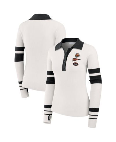 Женская рубашка-поло WEAR by Erin Andrews White Cincinnati Bengals Ribbed Henley