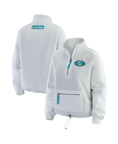 WEAR by Erin Andrews Women's White Miami Dolphins Polar Fleece Half-Zip Jacket