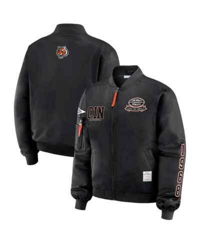 WEAR by Erin Andrews Women's Black Cincinnati Bengals Patch Full-Zip Bomber Jacket