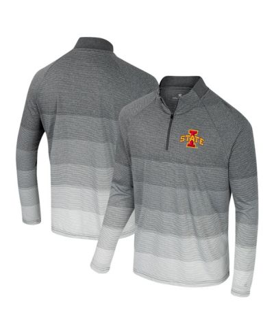 Colosseum Men's Gray Iowa State Cyclones AI Striped Mesh Quarter-Zip Raglan Windshirt Jacket