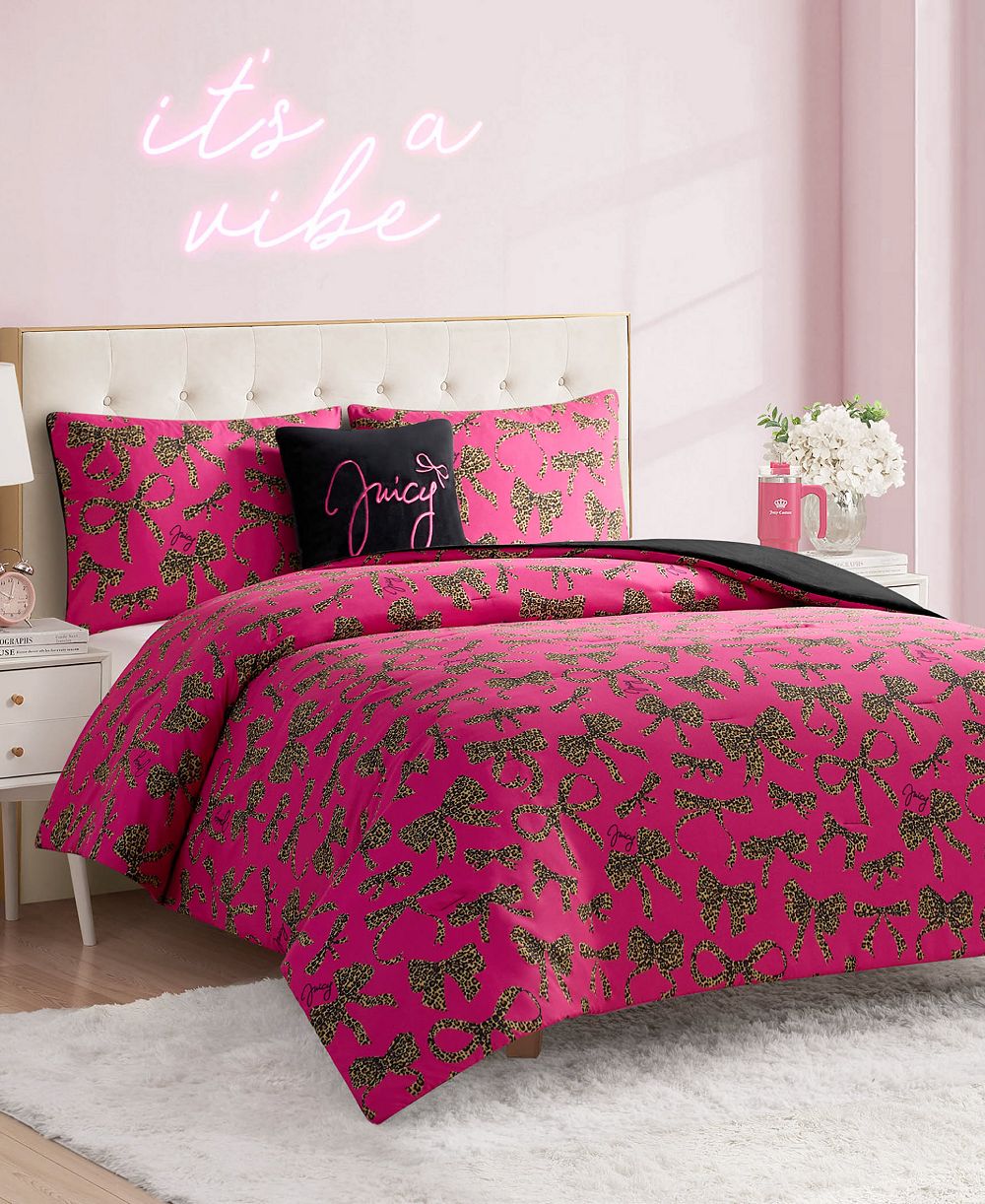 Комплект постельного белья Juicy Couture Plush Reversible Cheetah Bows, King