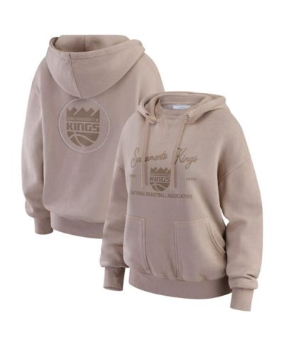 Женская кофта WEAR by Erin Andrews Tan Sacramento Kings Washed Pullover Crewdie