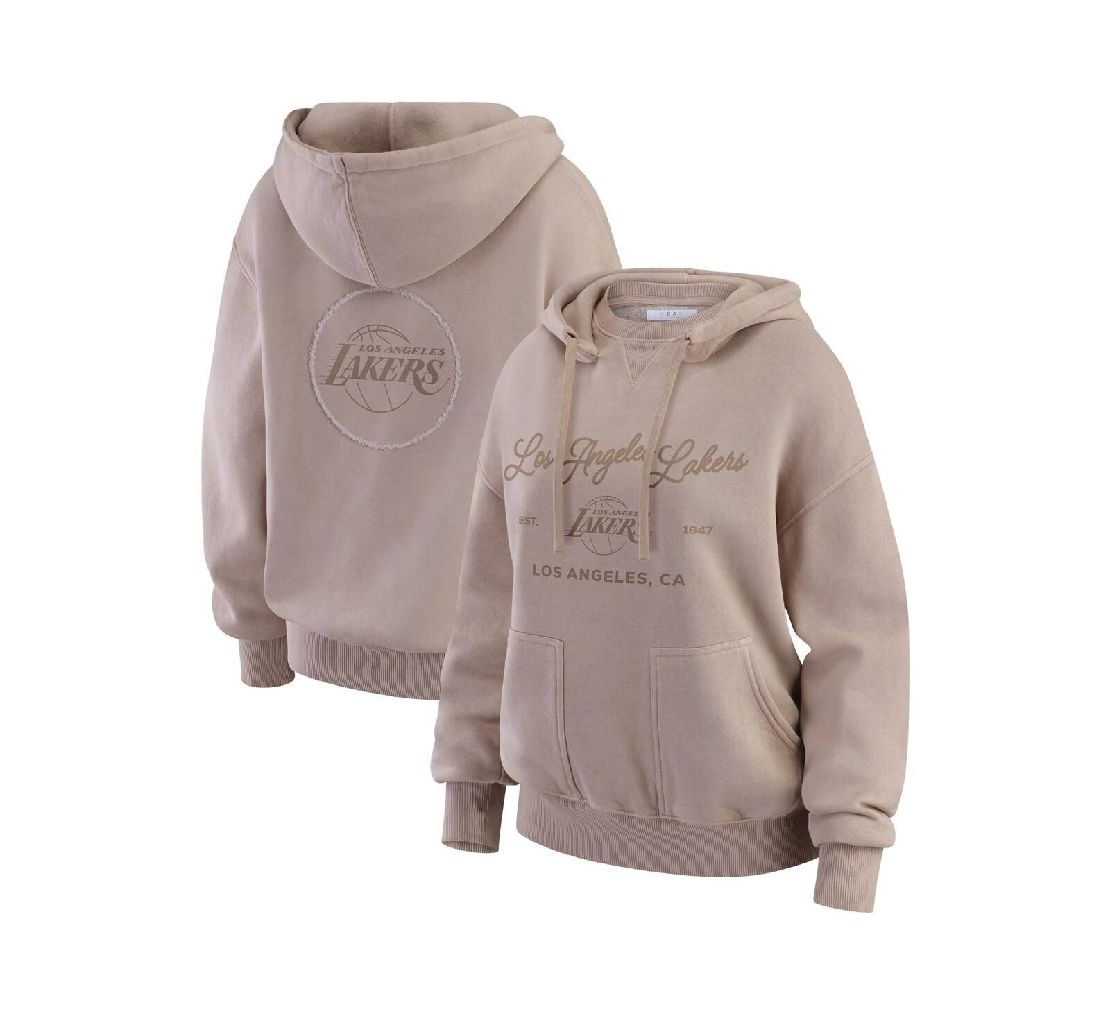 Женское свитшот WEAR by Erin Andrews Tan Los Angeles Lakers Washed Pullover Crewdie
