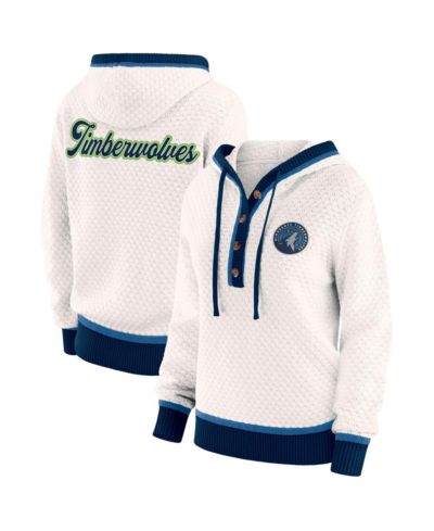 WEAR by Erin Andrews Women's Cream Minnesota Timberwolves Plus Size Hoodie Sweater