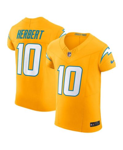 Nike Men's Justin Herbert Gold Los Angeles Chargers Alternate Charger Power Vapor F.U.S.E. Elite Jersey