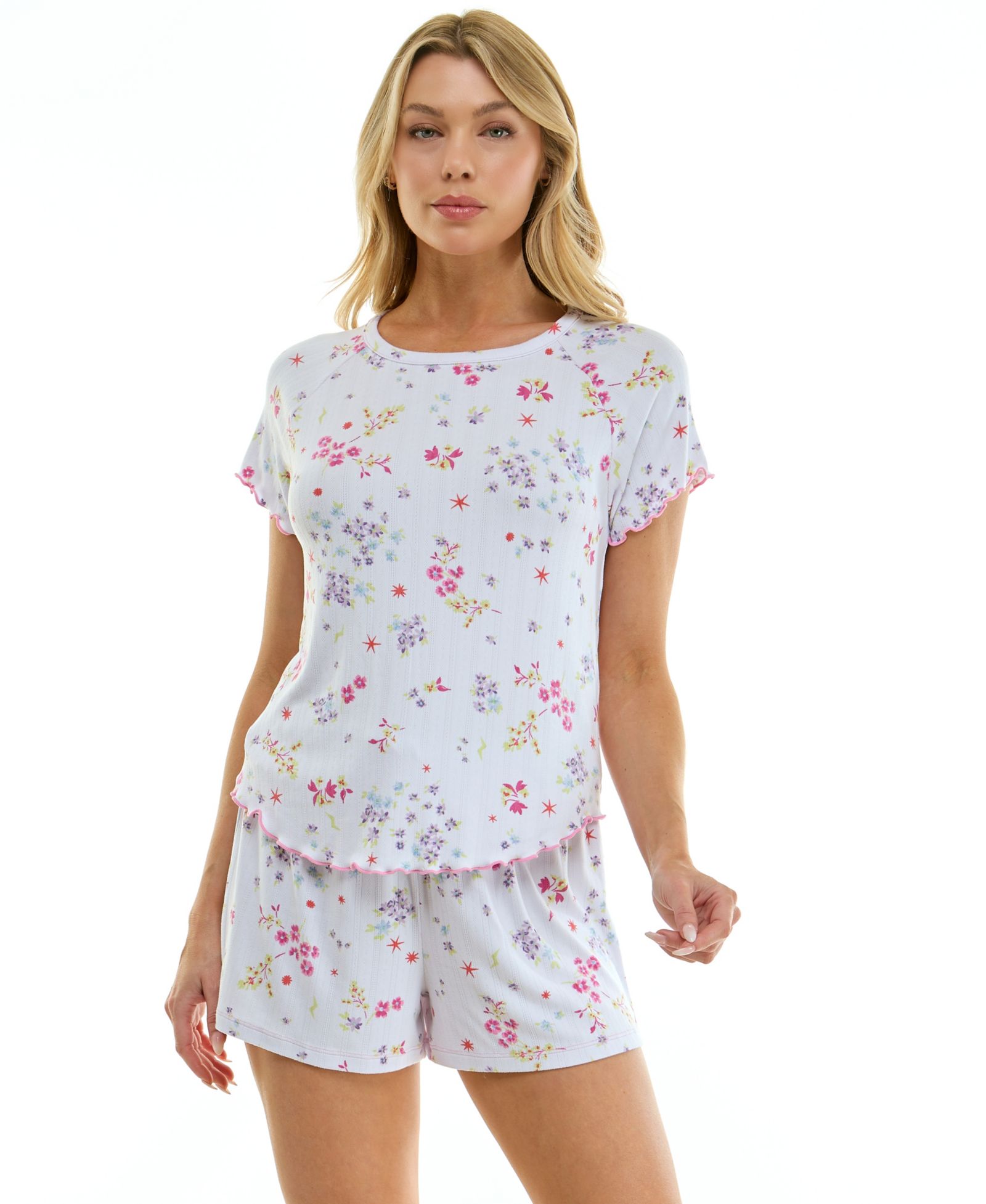 Roudelain Women's Short-Sleeve Top and Pull-On Shorts, 2-Piece Set