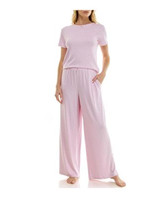 Женский комплект из футболки и брюк Sincerely Jules Short-Sleeve T-Shirt and Wide Leg Pants, 2-Piece Pajama Set