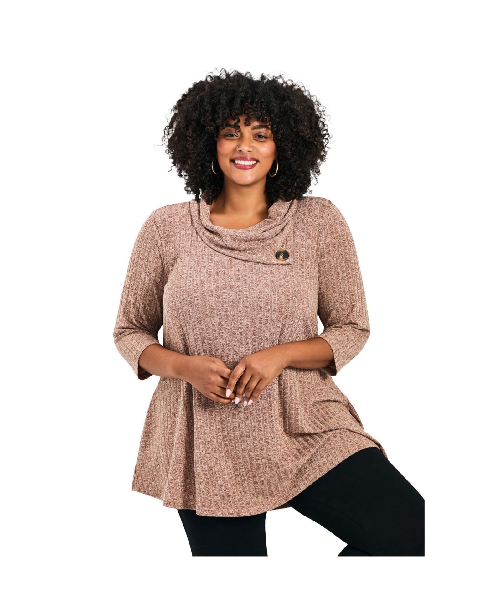 AVENUE Women's Miley Rib Hacci Button Tunic