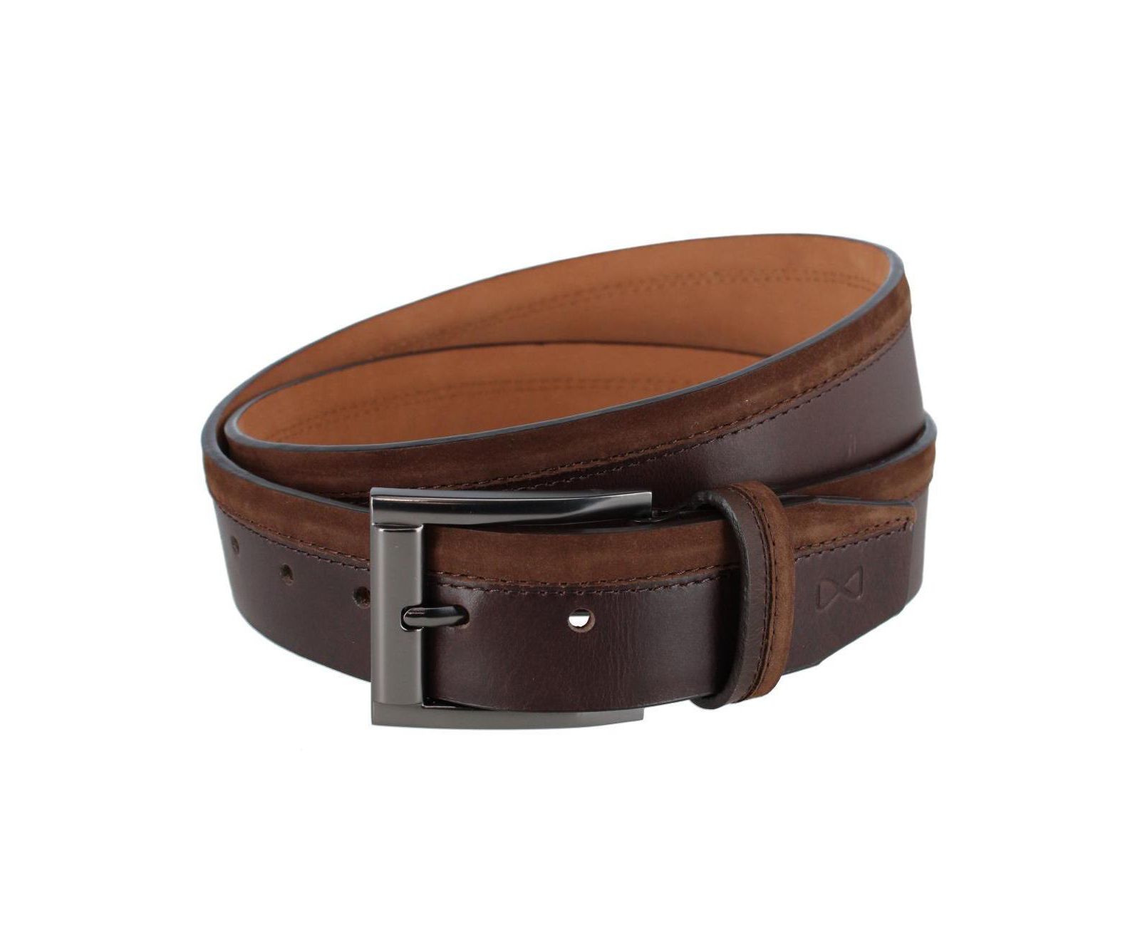 TRAFALGAR Men's Santiago Mixed Genuine Leather Stitched 38mm Casual Belt