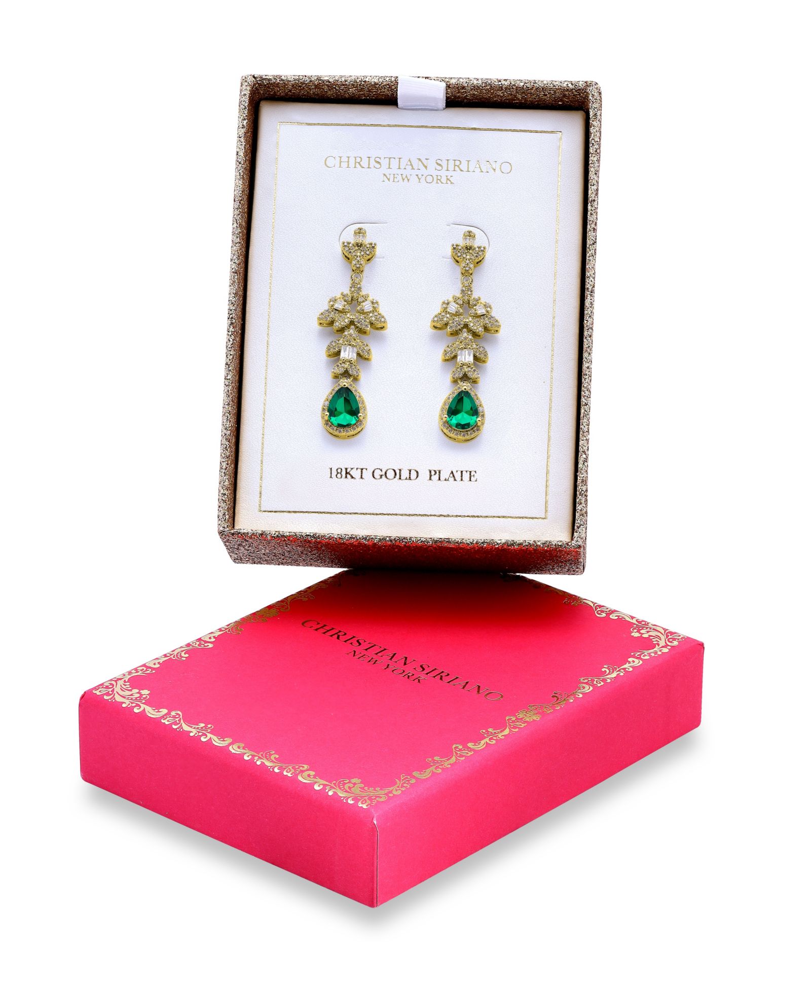 Серьги Christian Siriano New York с золотым напылением и цирконием в цветочном стиле