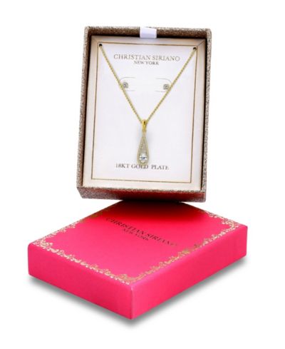 Набор колье и серег Christian Siriano New York Cubic Zirconia Teardrop Pave Halo