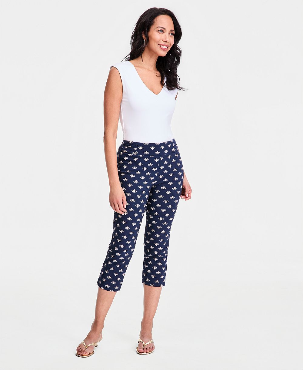 JM Collection Women's Printed Pull-On Capri Pants, Macy's Exclusive