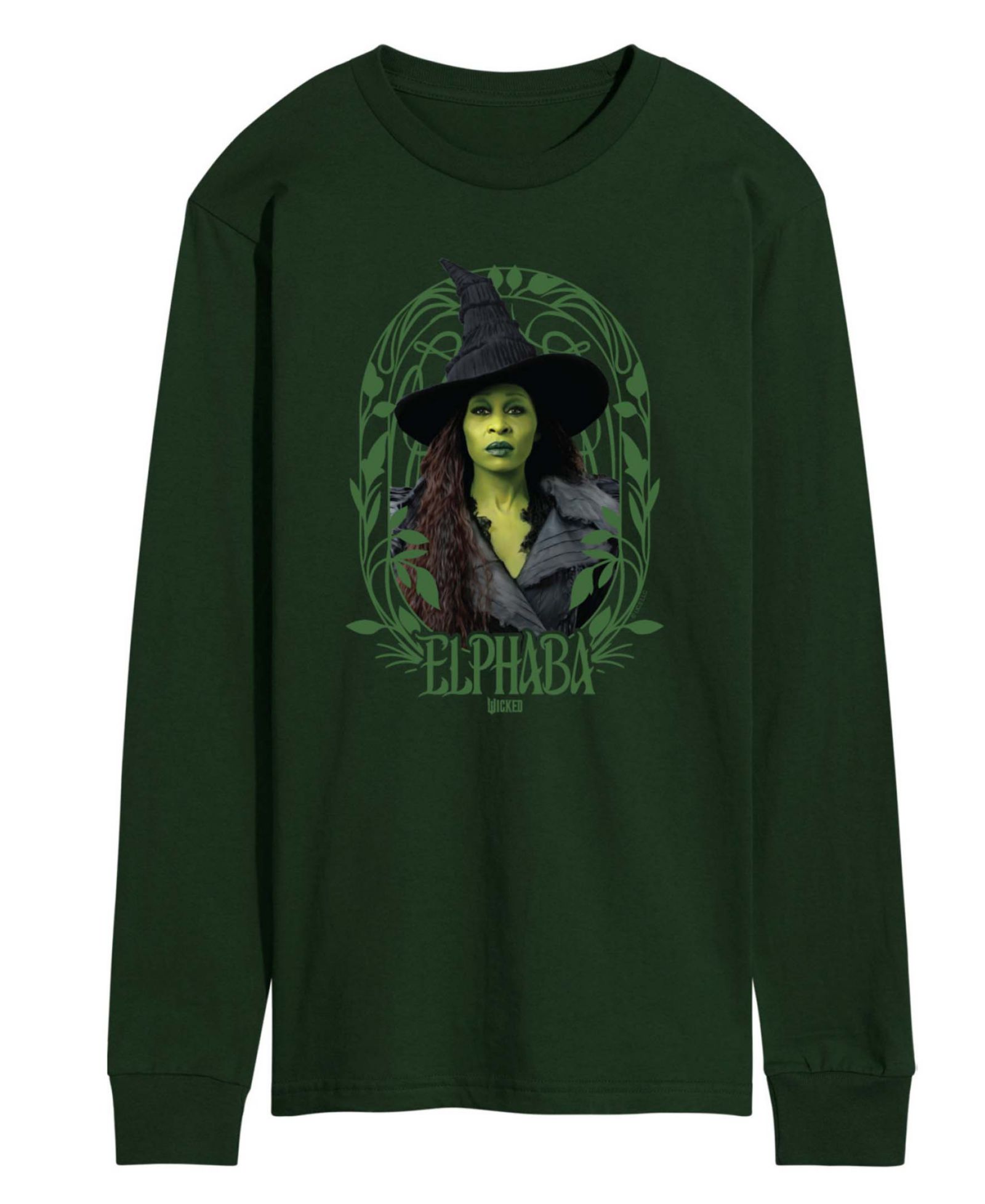 AIRWAVES Men's Wicked Part 2 Art Noveau Frame Elphaba Graphic Printed Long-Sleeve T-Shirt
