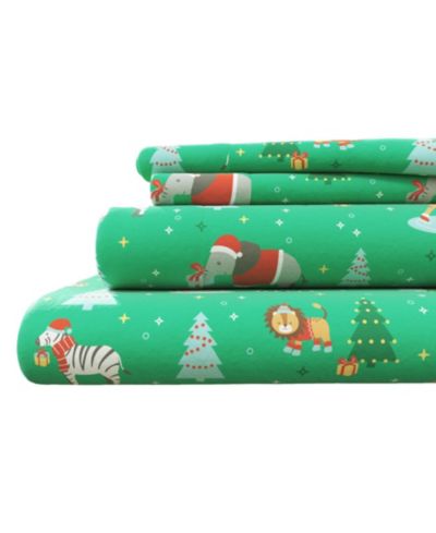 Linery and Co. Ultra-Soft Turkish Cotton Flannel Christmas Print Sheet Set