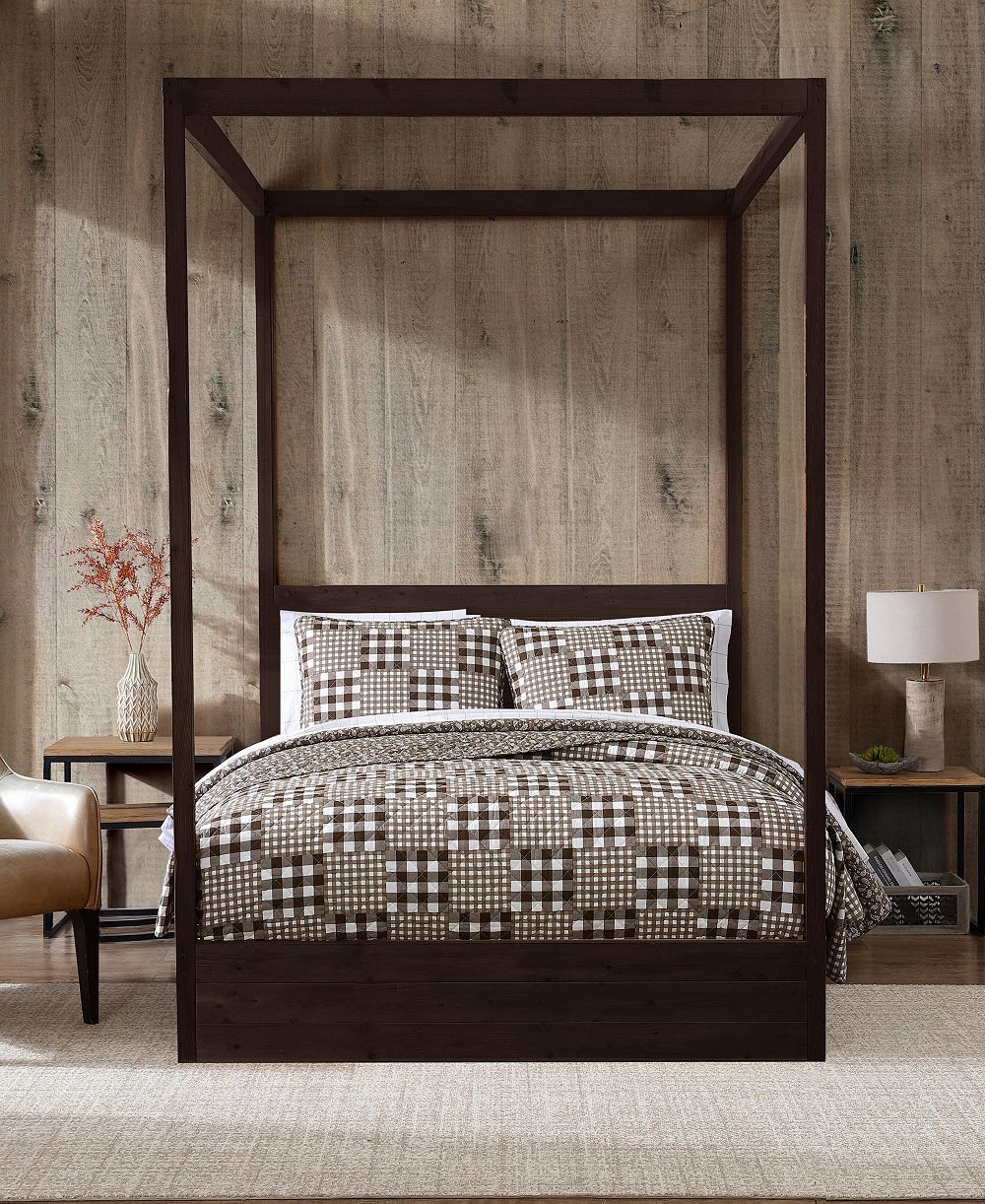 Комплект из 3 одеял Eddie Bauer Gingham Patchwork Cotton Reversible, Full/Queen
