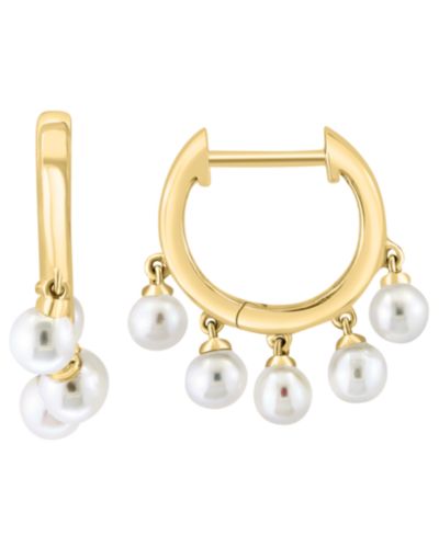 EFFY Collection серьги-кольца Huggie с жемчугом Freshwater 3mm, 14k Yellow Gold