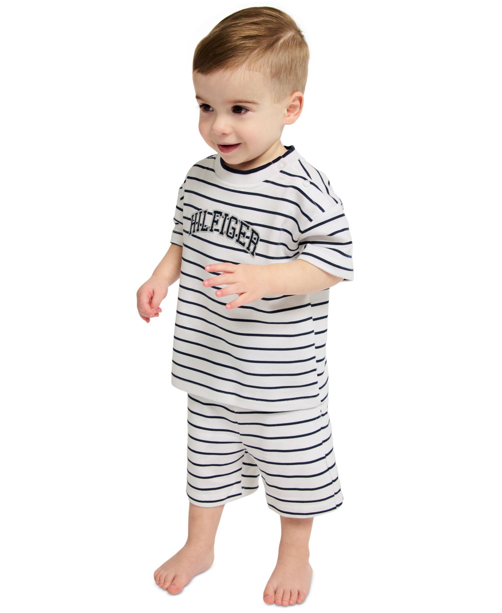 Комплект из футболки и шорт Tommy Hilfiger для мальчиков, полосатый флисовый трикотаж, 2 предмета