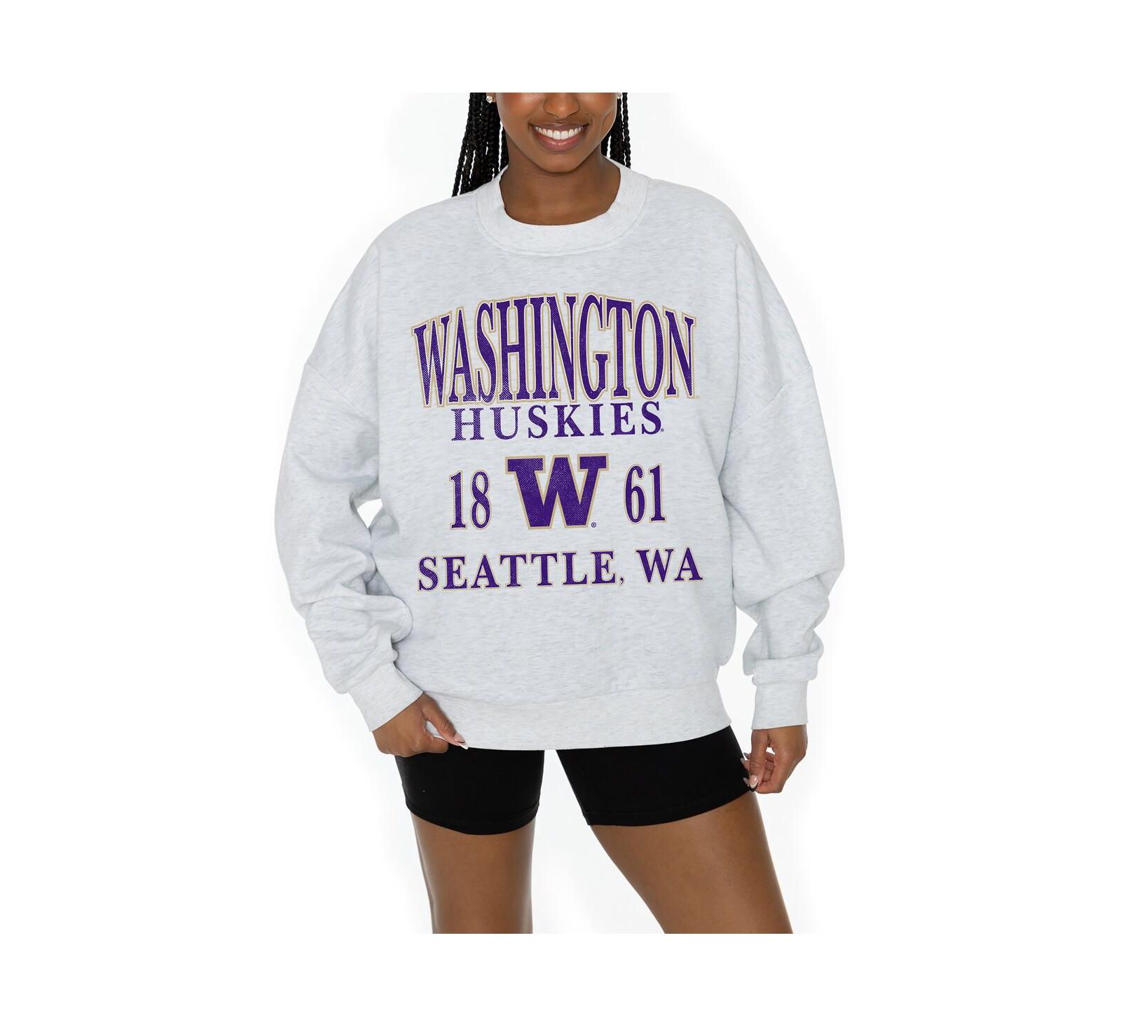 Женская толстовка Gameday Couture Gray Washington Huskies Established Premium Fleece Drop Pullover