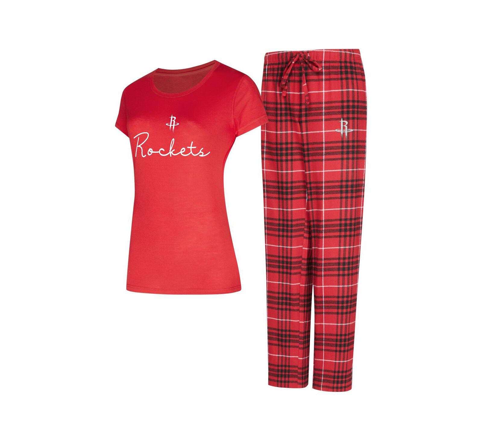 Женский комплект Concepts Sport Red/Black Houston Rockets Vector Top и Flannel Pants Sleep Set