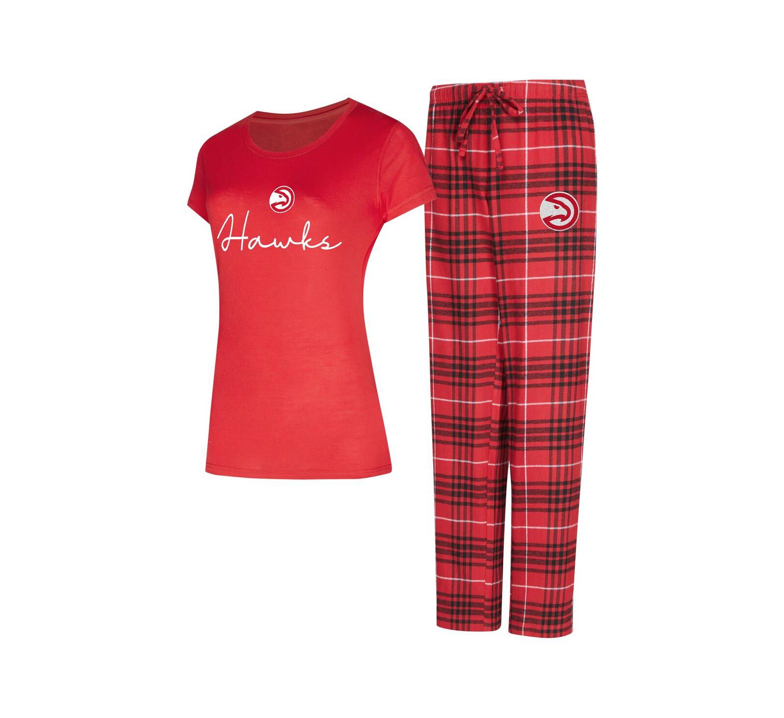 Женский комплект для сна Concepts Sport 2-Piece Red/Black Atlanta Hawks Vector Top и Flannel Pants