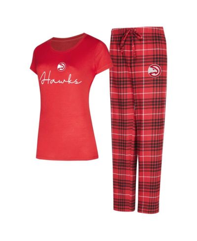 Женский комплект для сна Concepts Sport 2-Piece Red/Black Atlanta Hawks Vector Top и Flannel Pants