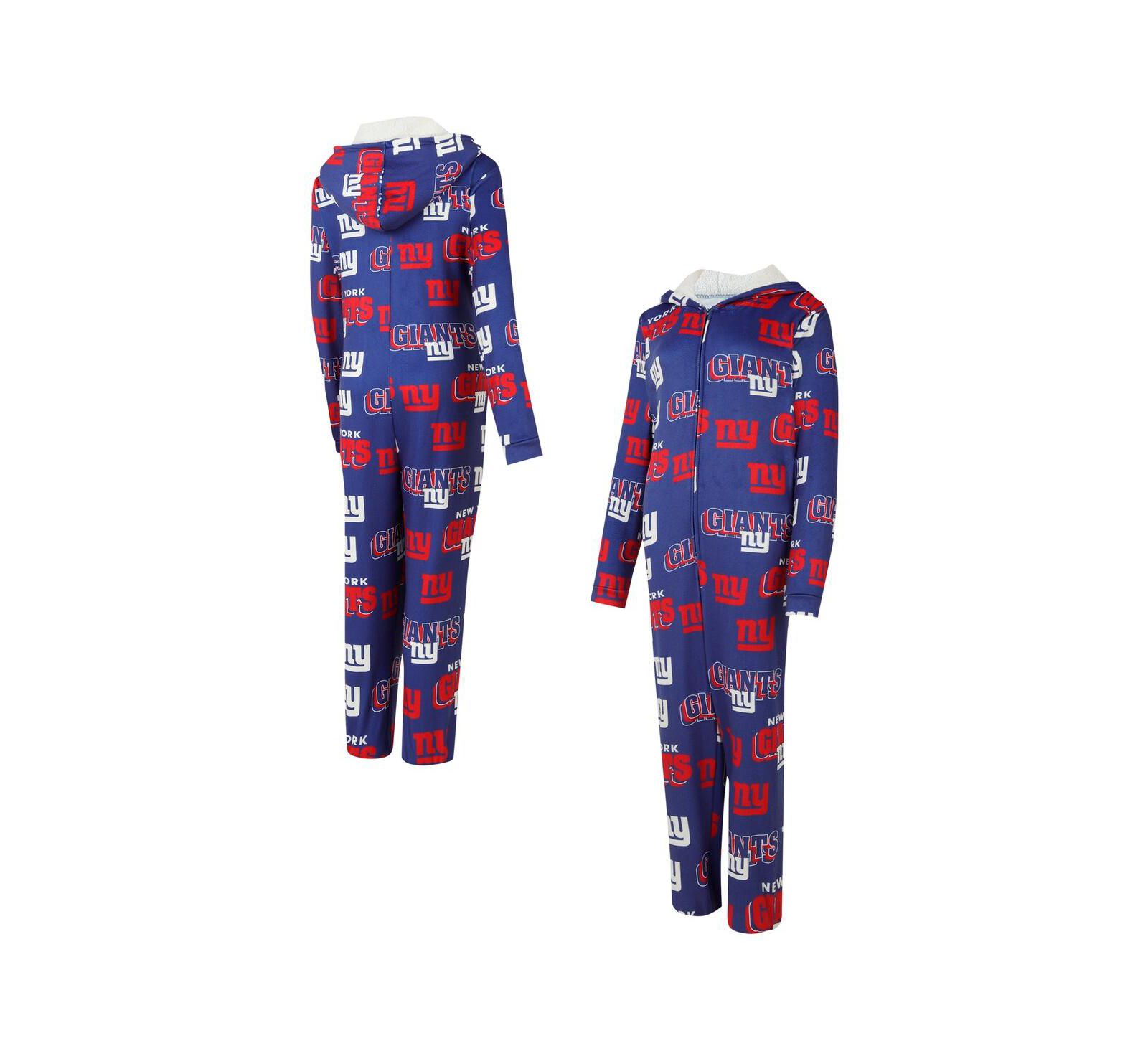 Женский термокостюм Concepts Sport Royal New York Giants Roadway Allover Print Microfleece Full-Zip Union Suit