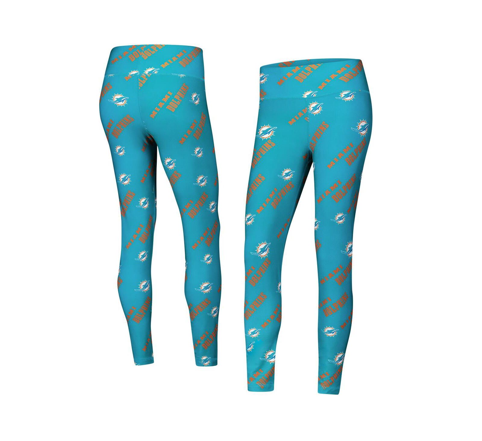 Concepts Sport Women's Aqua Miami Dolphins Breakthrough Allover Print Knit Sleep Leggings