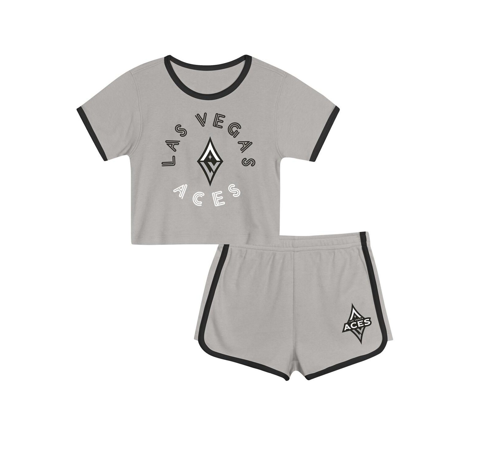 Комплект Outerstuff Toddler 2-Piece Gray Las Vegas Aces Double Run T-Shirt and Shorts Set