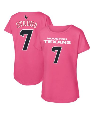 Outerstuff Big Girls C.J. Stroud Pink Houston Texans Player Name & Number T-Shirt