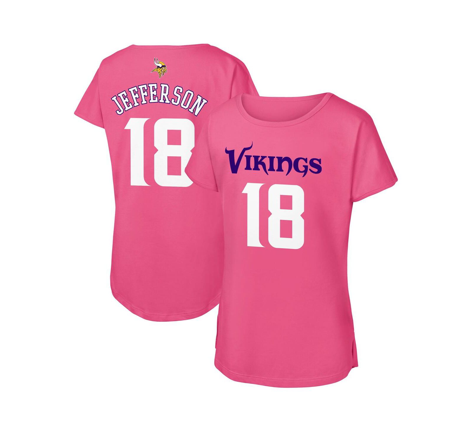 Детская футболка Outerstuff Justin Jefferson Pink Minnesota Vikings