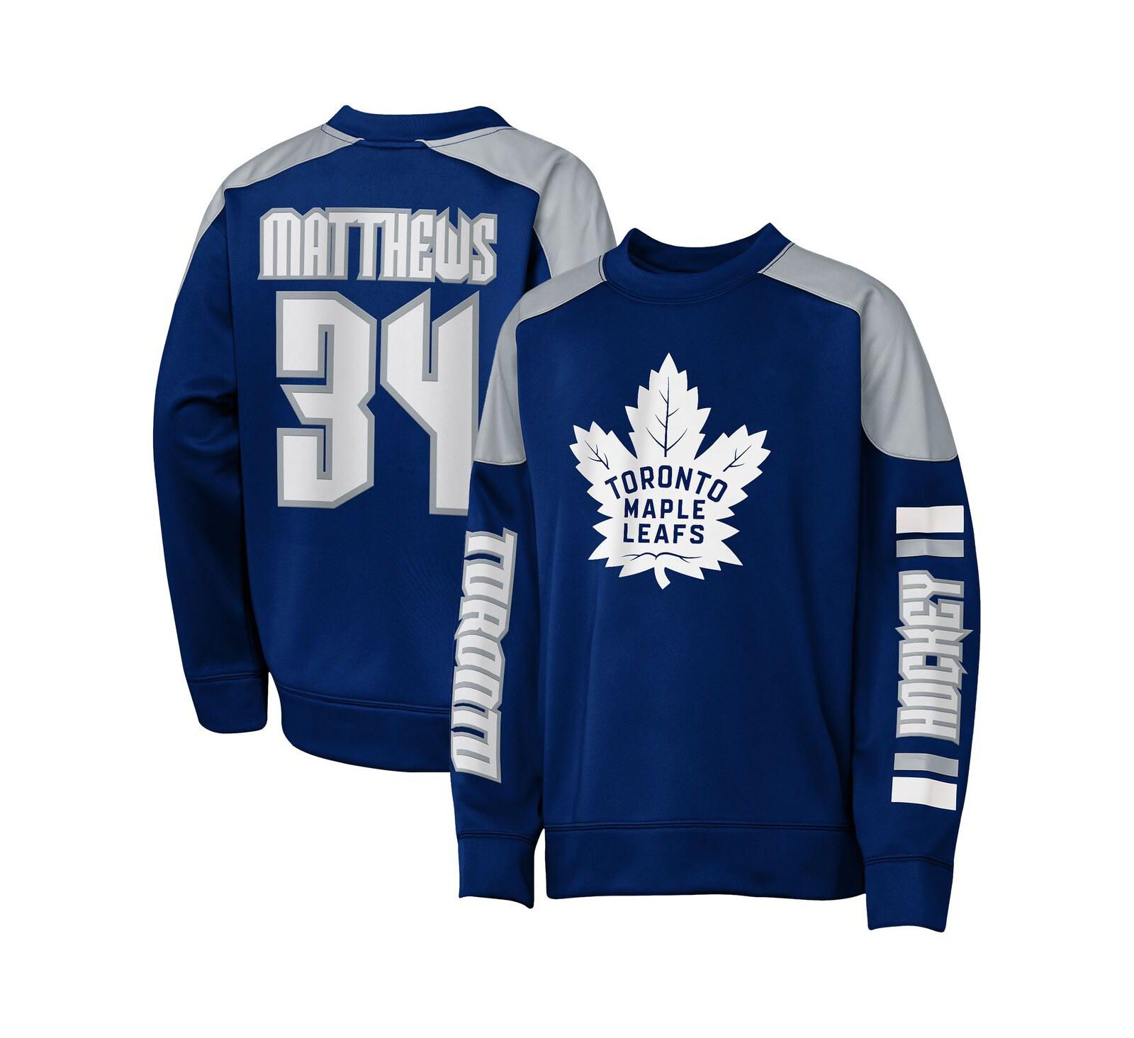 Свитшот Outerstuff для мальчиков и девочек Auston Matthews Blue Toronto Maple Leaf Best Defense Name & Number