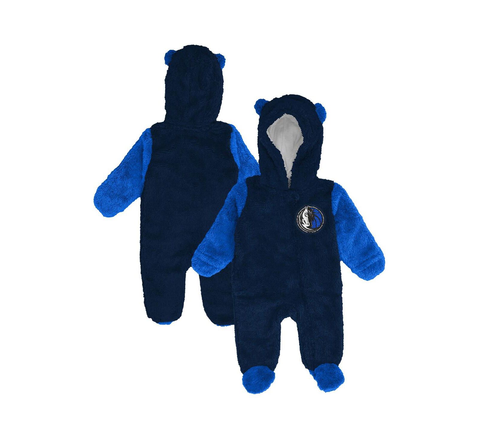 Детский комбинезон Outerstuff Newborn Navy Dallas Mavericks Stay Napping Fleece Full-Zip Hooded Sleeper