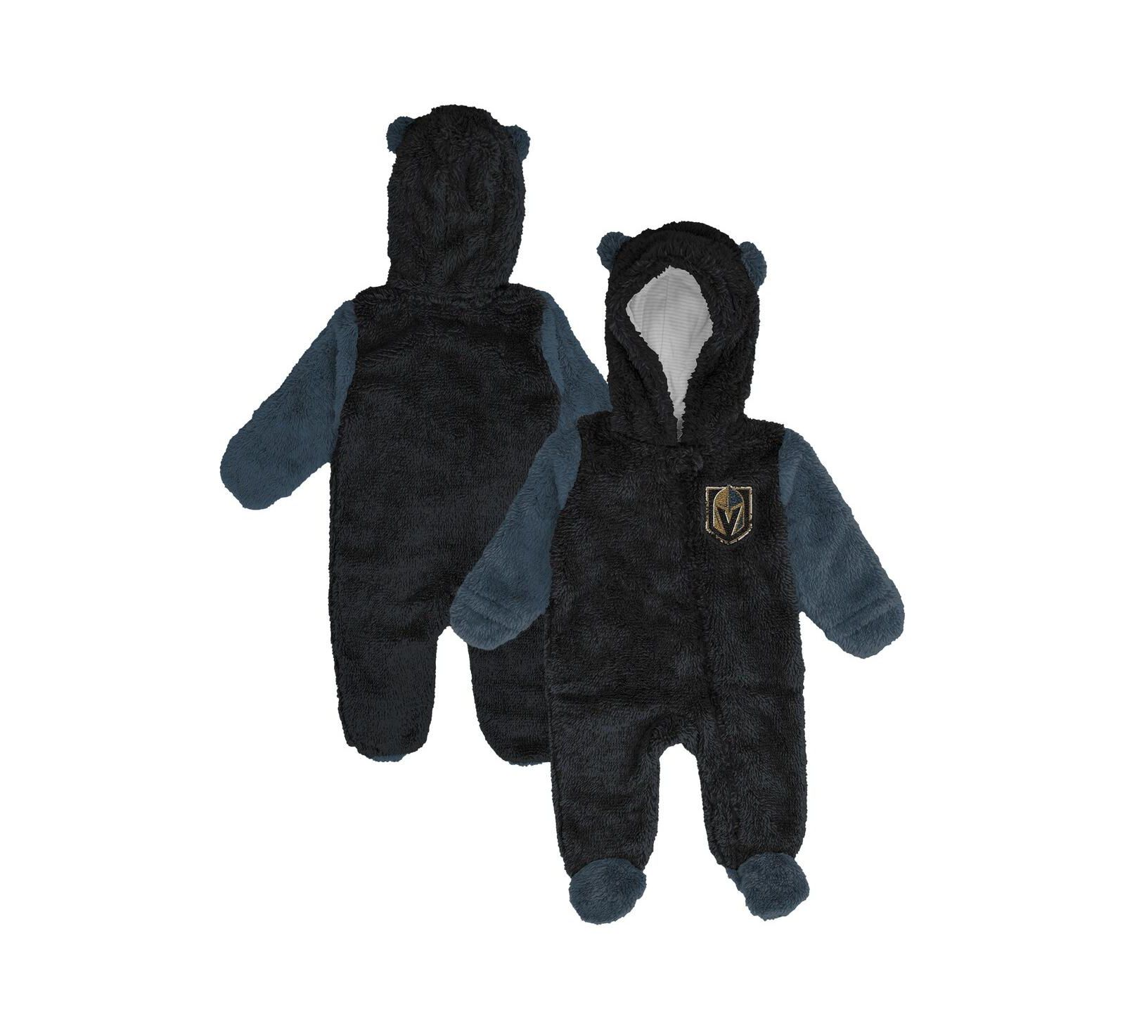 Outerstuff Детский комбинезон Vegas Golden Knights Stay Napping Fleece Full-Zip Hooded Sleeper, черный
