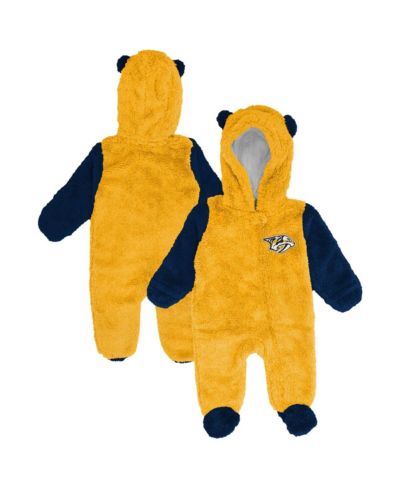 Детский флисовый комбинезон с капюшоном и застежкой на молнии Outerstuff Newborn Gold Nashville Predators
