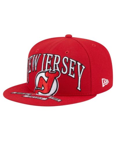New Era Men's Red New Jersey Devils Oversized Vintage Arch 59Fifty Fitted Hat