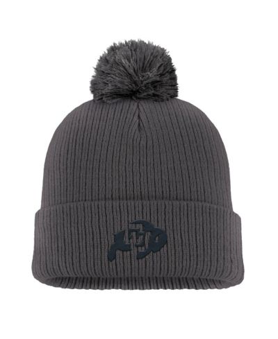 Мужская вязаная шапка Nike Charcoal Colorado Buffaloes Tonal Peak Cuffed Knit с помпоном
