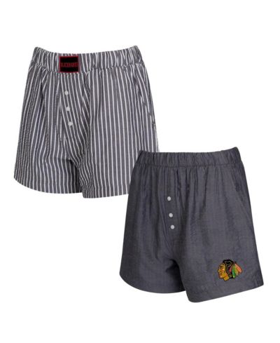 Concepts Sport Women's Charcoal Chicago Blackhawks 2-Pack Boxer Shorts Set