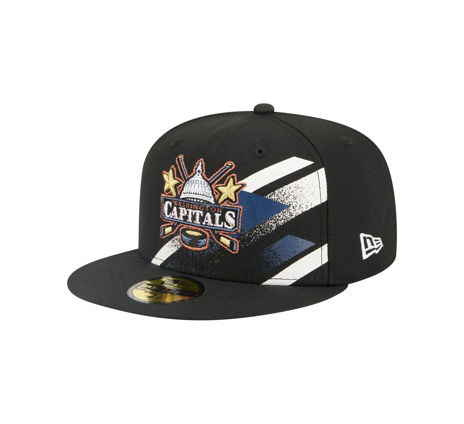 New Era Men's Black Washington Capitals Faded Lines 59FIFTY Fitted Hat
