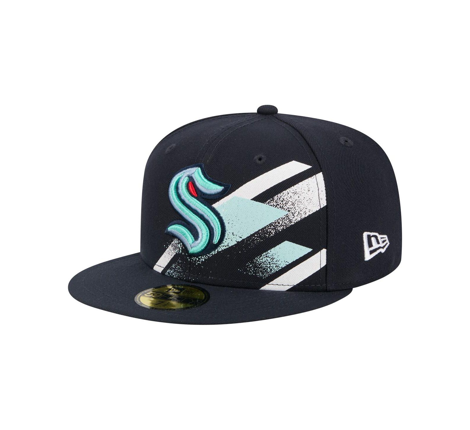 New Era Men's Deep Sea Blue Seattle Kraken Faded Lines 59FIFTY Fitted Hat