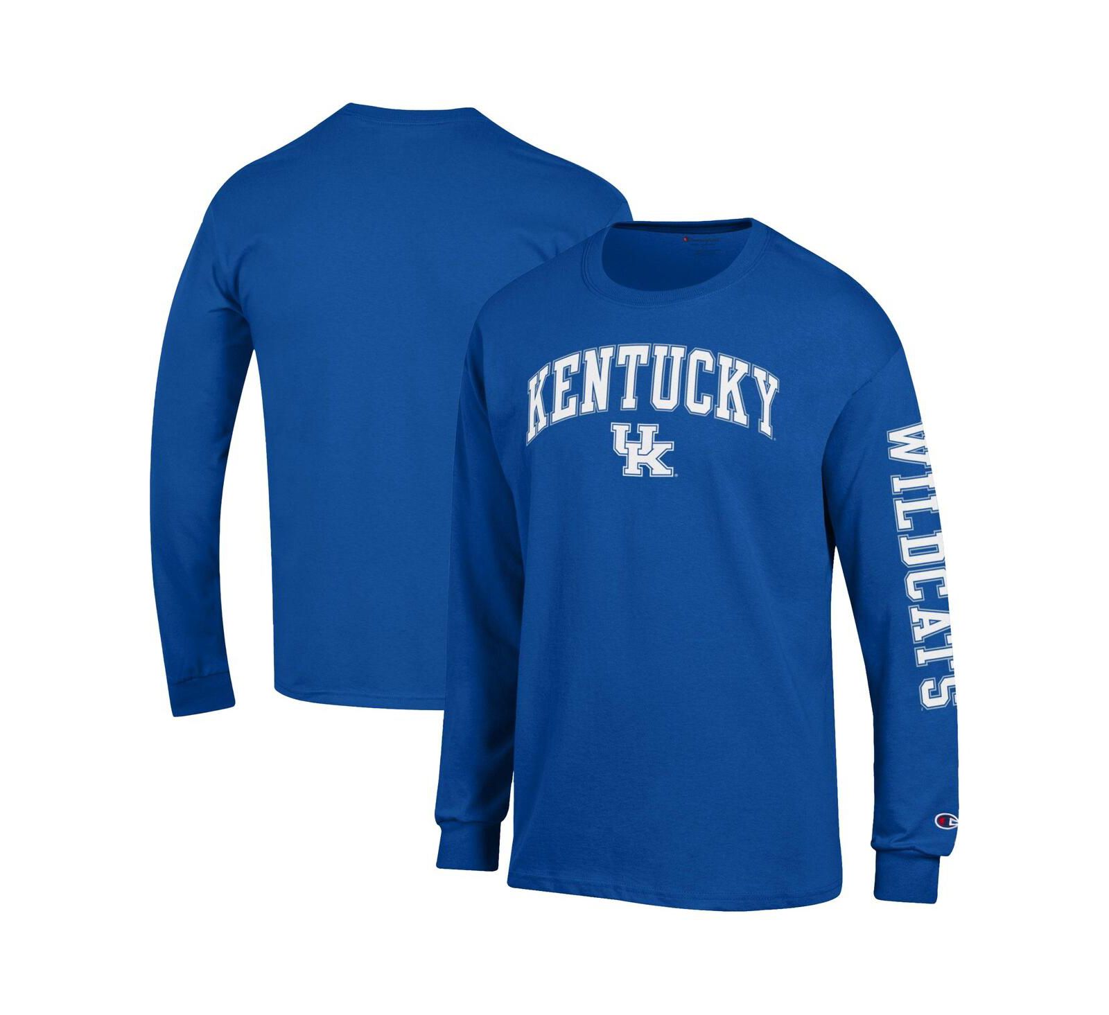 Мужская футболка Champion Royal Kentucky Wildcats Arch Over Logo 2-Hit Long Sleeve