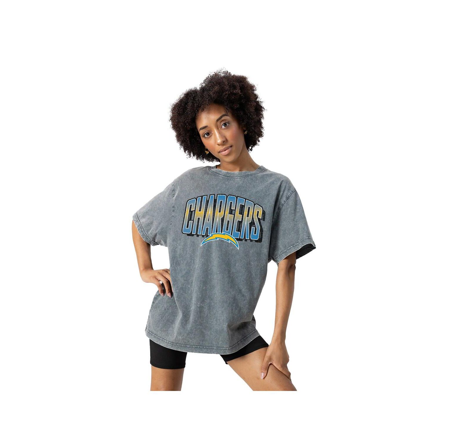Женская футболка Gameday Couture Gray Los Angeles Chargers Peak Performance Oversized Snow Wash